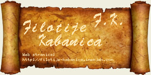 Filotije Kabanica vizit kartica